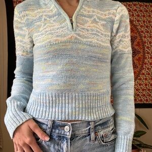 Women’s XXS No Boundaries Blue and Yellow 1/4 Zip Sweater